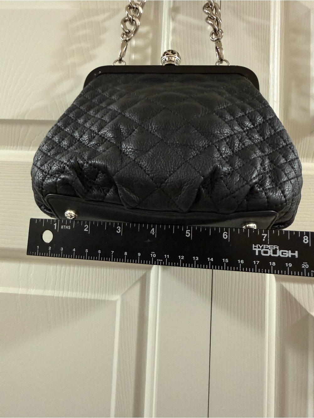 Brighton Quilted Black Leather Purse Bag Clutch Convertible Chain Crossbody - Picture 14 of 15